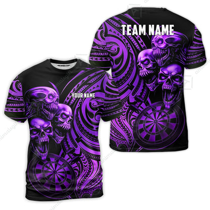 Custom Darts Team Jersey, Personalized Neon Skull Jersey Shirt For Players With Name & Team Name