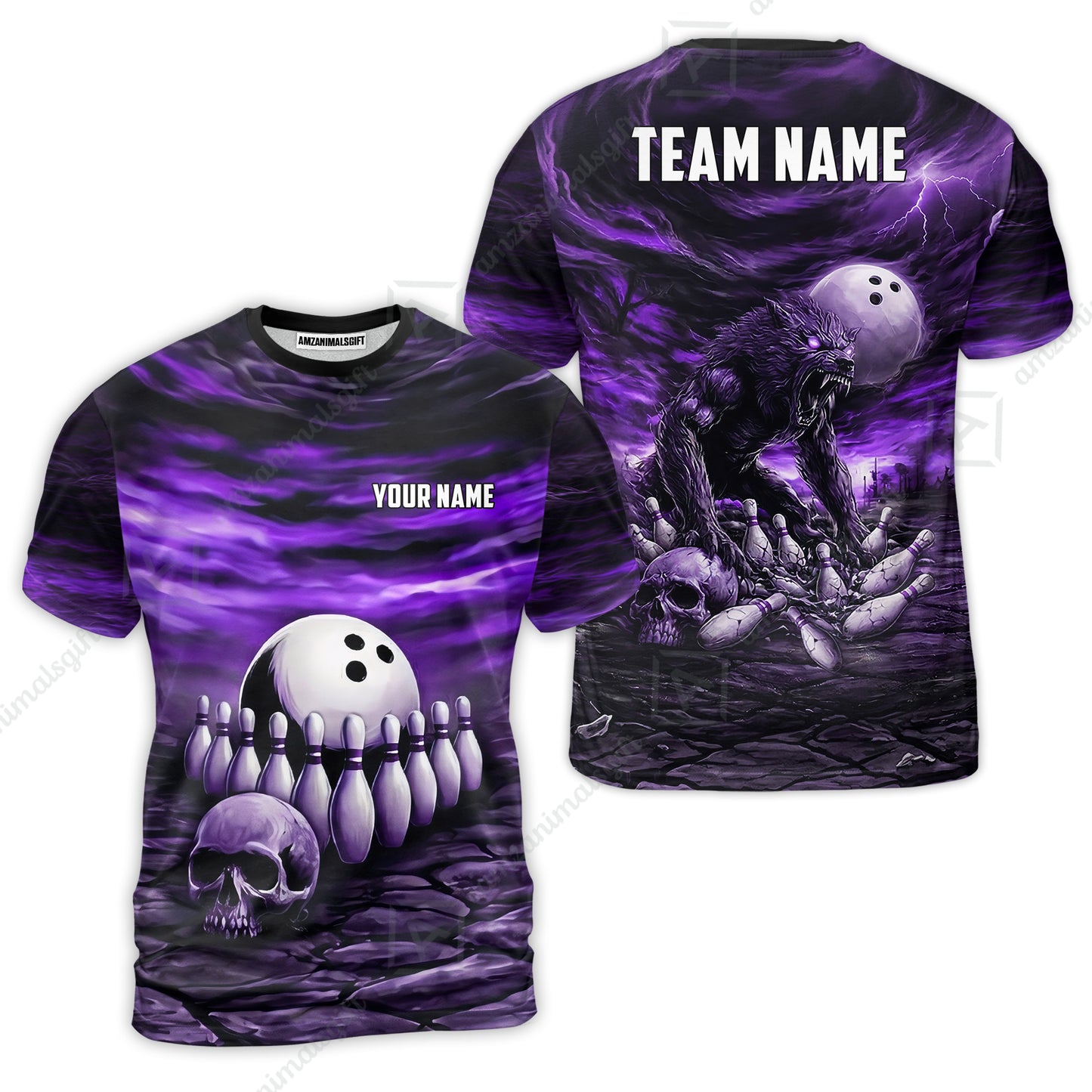Custom Full Moon Werewolf Bowling Jersey Polo Shirt, Custom Full Moon Werewolf Bowling Jersey Team Shirt For Players With Name & Team Name