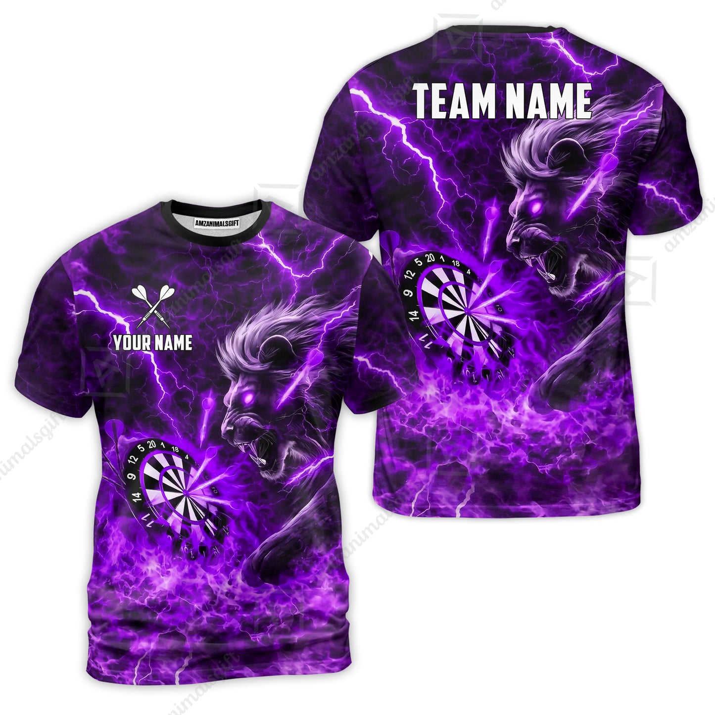 Custom Darts Team Jersey, Personalized Lightning Lion Jersey Shirt For Players With Name & Team Name