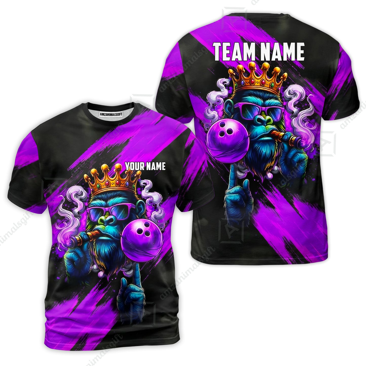 Custom Bowling Jersey Polo Shirt, Gorilla Boss King, Custom Bowling Jersey Team Shirt For Players With Name & Team Name