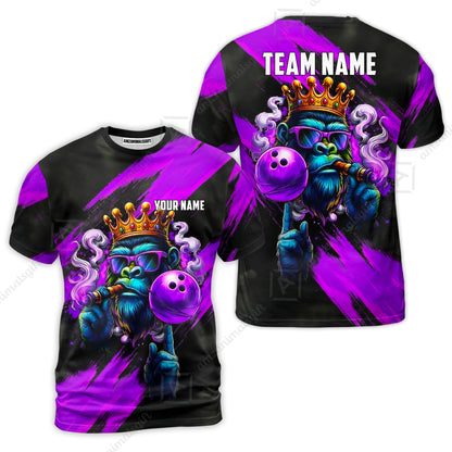 Custom Bowling Jersey Polo Shirt, Gorilla Boss King, Custom Bowling Jersey Team Shirt For Players With Name & Team Name