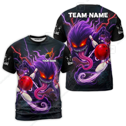Customized Bowling Jerseys Polo Shirt, Evil Bowling Monster-Dark Bowling Spirit, Uniform Bowling - Personalized Name And Team Name