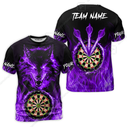 Custom Darts Jersey Polo Shirt, Dartboard Fierce Wolf Design, Uniform Dart - Personalized Name And Team Name