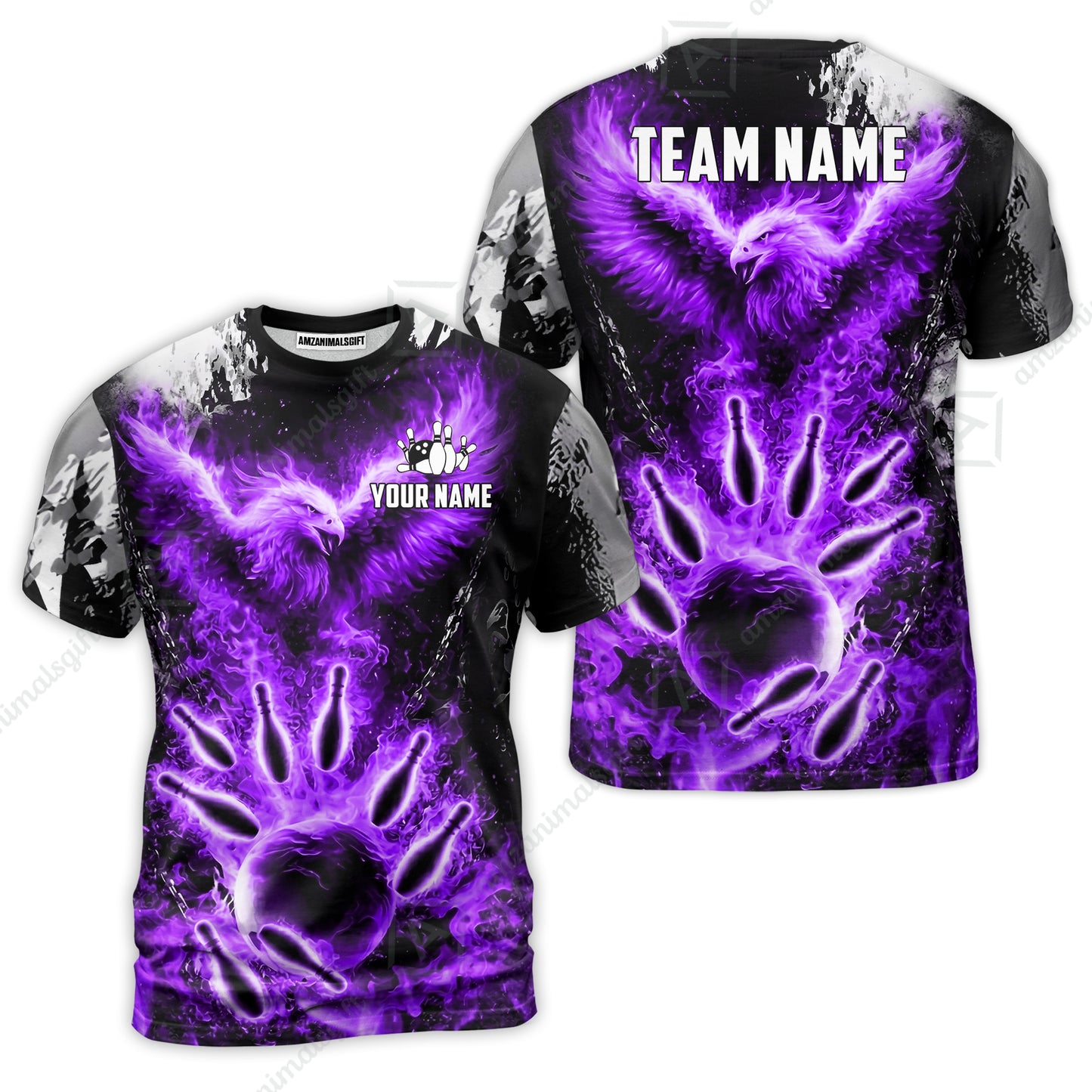 Custom Bowling Jersey Polo Shirt, Flaming Phoenix Bowling, Custom Bowling Jersey Team Shirt For Players With Name & Team Name