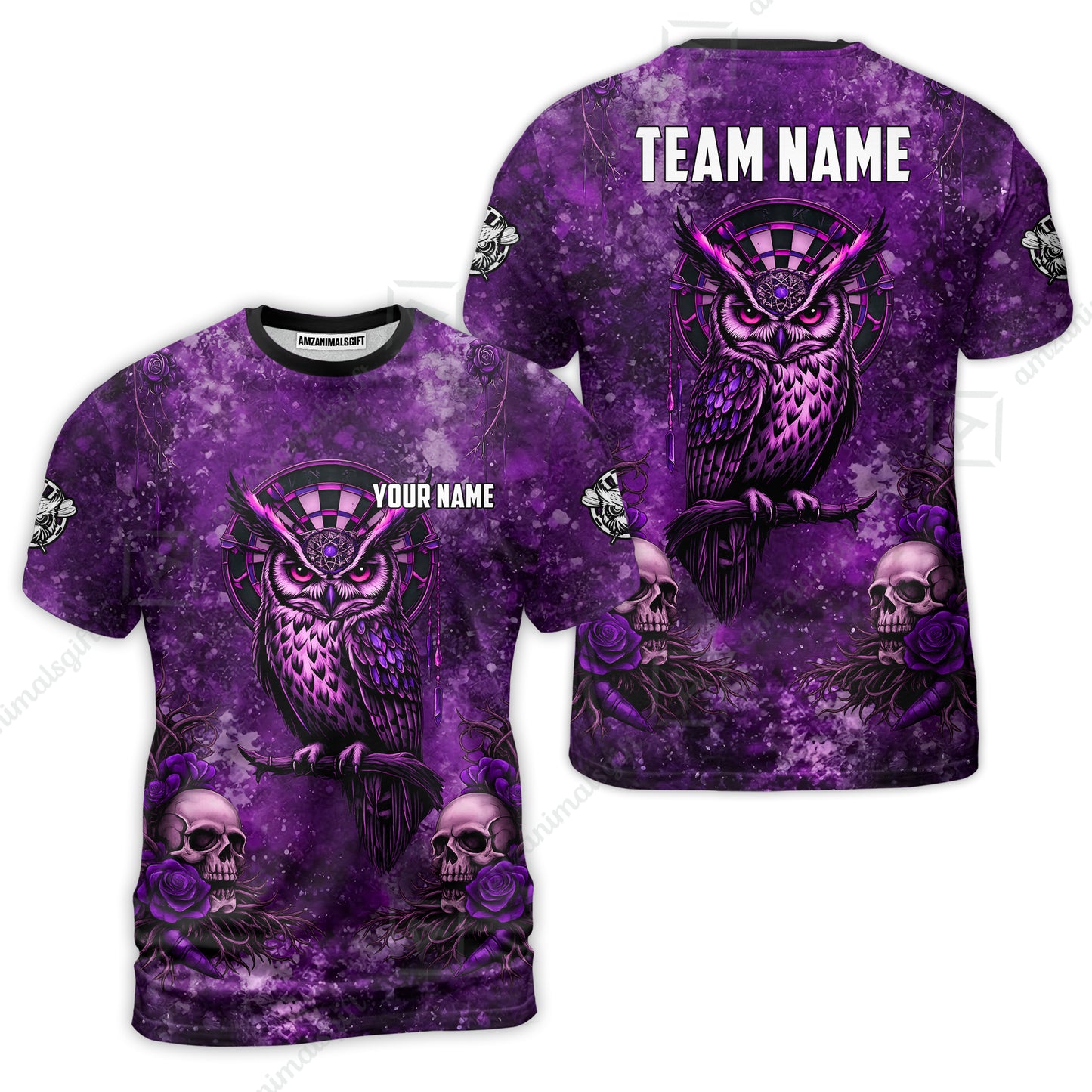 Custom Darts Team Jersey, Personalized Spooky Owl Jersey Shirt For Players With Name & Team Name