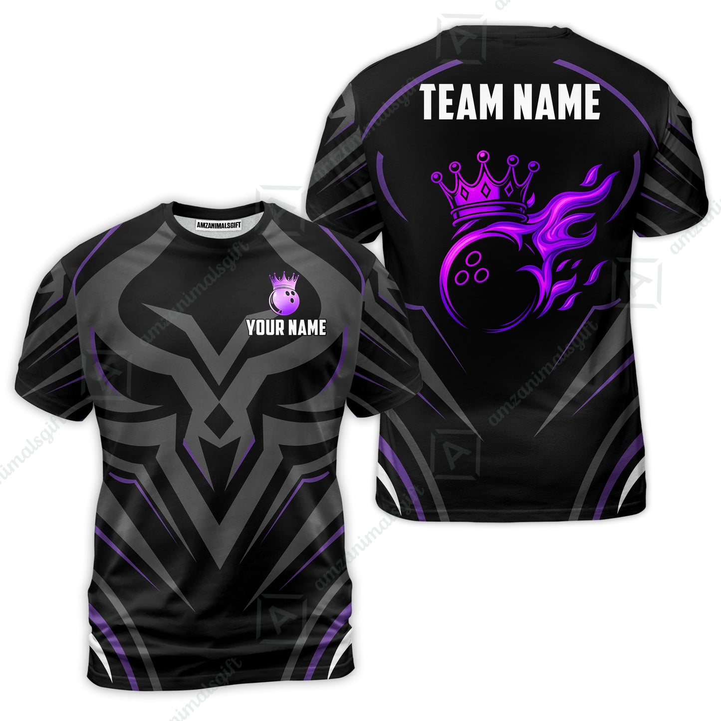 Custom Bowling Jersey Polo Shirt, Crowned Bowling Ball, Custom Bowling Jersey Team Shirt For Players With Name & Team Name