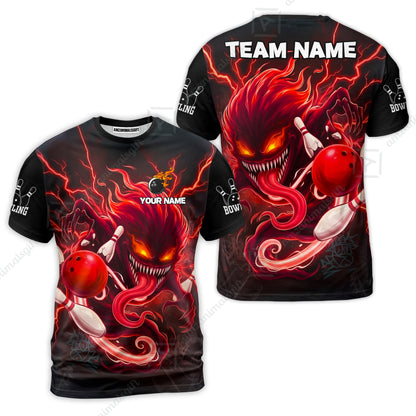 Customized Bowling Jerseys Polo Shirt, Evil Bowling Monster-Dark Bowling Spirit, Uniform Bowling - Personalized Name And Team Name