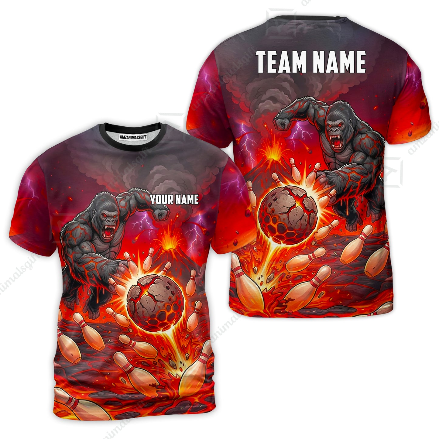 Custom Bowling Jersey Polo Shirt, Fierce Gorilla Strike Bowling, Custom Bowling Jersey Team Shirt For Players With Name & Team Name