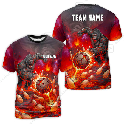 Custom Bowling Jersey Polo Shirt, Fierce Gorilla Strike Bowling, Custom Bowling Jersey Team Shirt For Players With Name & Team Name