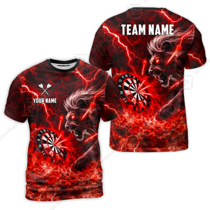 Custom Darts Team Jersey, Personalized Lightning Lion Jersey Shirt For Players With Name & Team Name