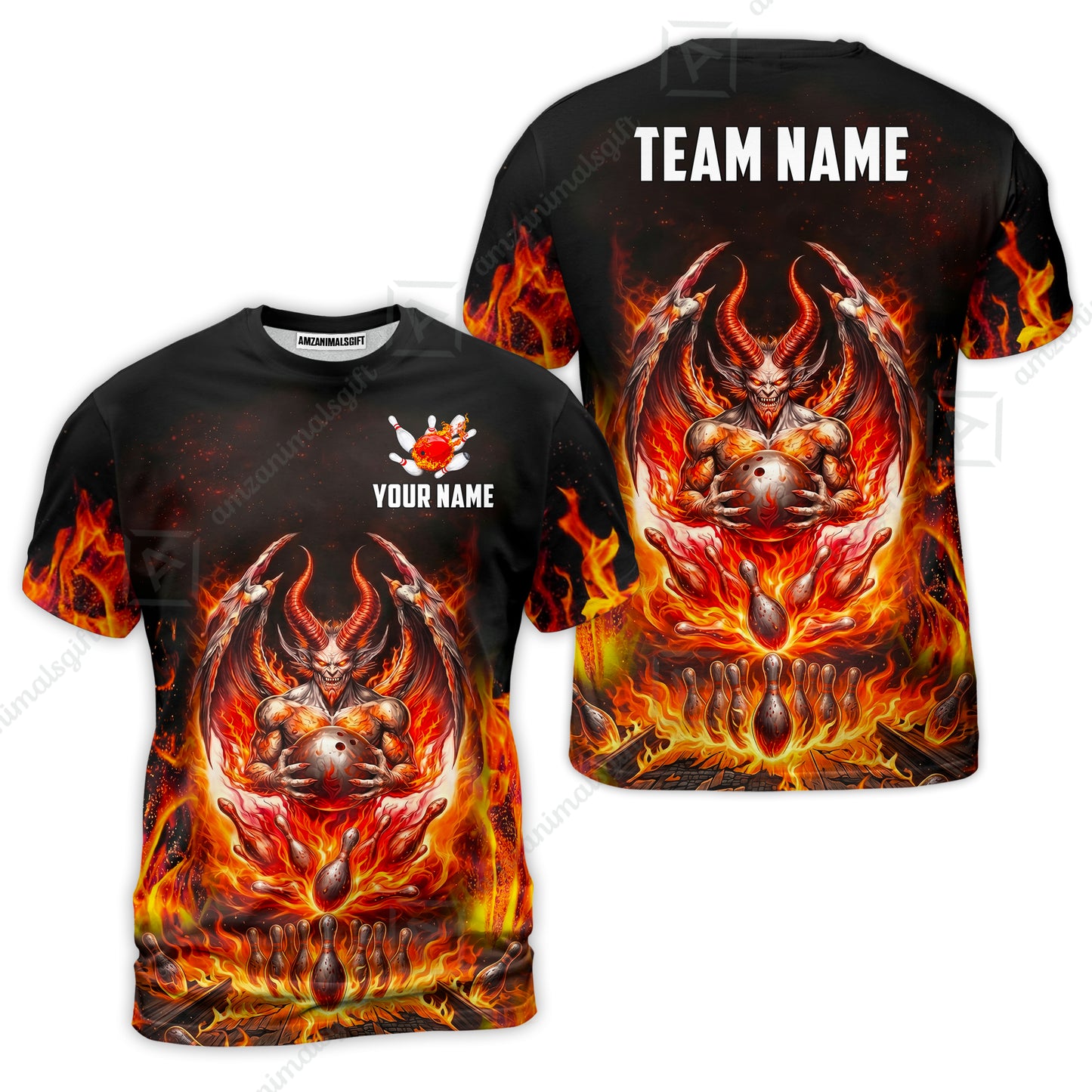 Custom Hellfire Bowling Jersey Polo Shirt, Custom Hellfire Bowling Jersey Team Shirt For Players With Name & Team Name