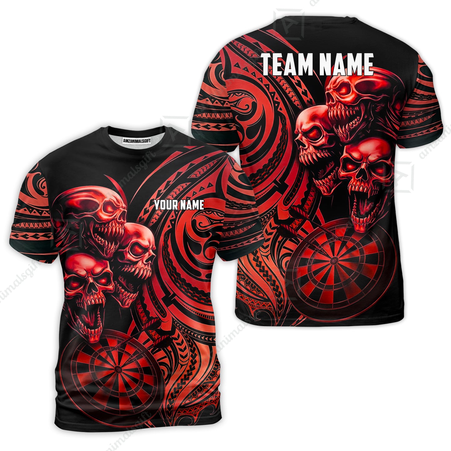 Custom Darts Team Jersey, Personalized Neon Skull Jersey Shirt For Players With Name & Team Name