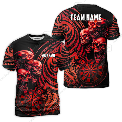 Custom Darts Team Jersey, Personalized Neon Skull Jersey Shirt For Players With Name & Team Name