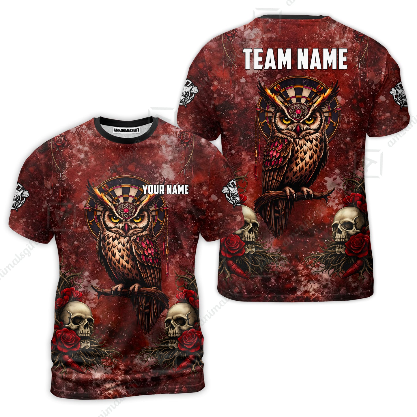 Custom Darts Team Jersey, Personalized Spooky Owl Jersey Shirt For Players With Name & Team Name