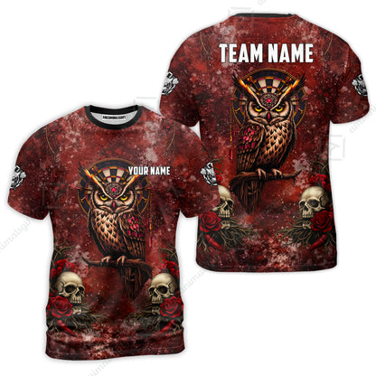 Custom Darts Team Jersey, Personalized Spooky Owl Jersey Shirt For Players With Name & Team Name