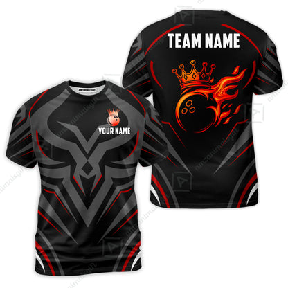 Custom Bowling Jersey Polo Shirt, Crowned Bowling Ball, Custom Bowling Jersey Team Shirt For Players With Name & Team Name