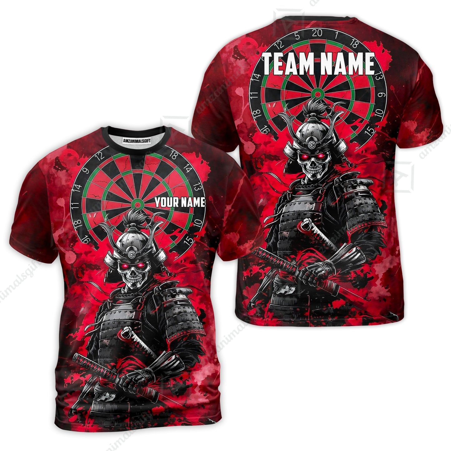 Custom Darts Team Jersey, Personalized Skull Samurai Dartboard Dart Polo Shirt For Players With Name & Team Name