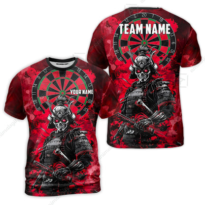 Custom Darts Team Jersey, Personalized Skull Samurai Dartboard Dart Polo Shirt For Players With Name & Team Name