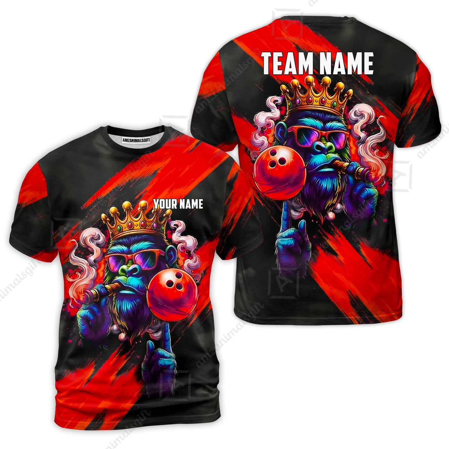 Custom Bowling Jersey Polo Shirt, Gorilla Boss King, Custom Bowling Jersey Team Shirt For Players With Name & Team Name
