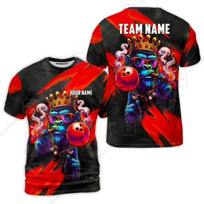 Custom Bowling Jersey Polo Shirt, Gorilla Boss King, Custom Bowling Jersey Team Shirt For Players With Name & Team Name