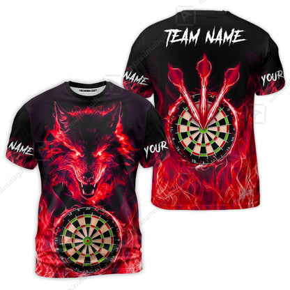 Custom Darts Jersey Polo Shirt, Dartboard Fierce Wolf Design, Uniform Dart - Personalized Name And Team Name