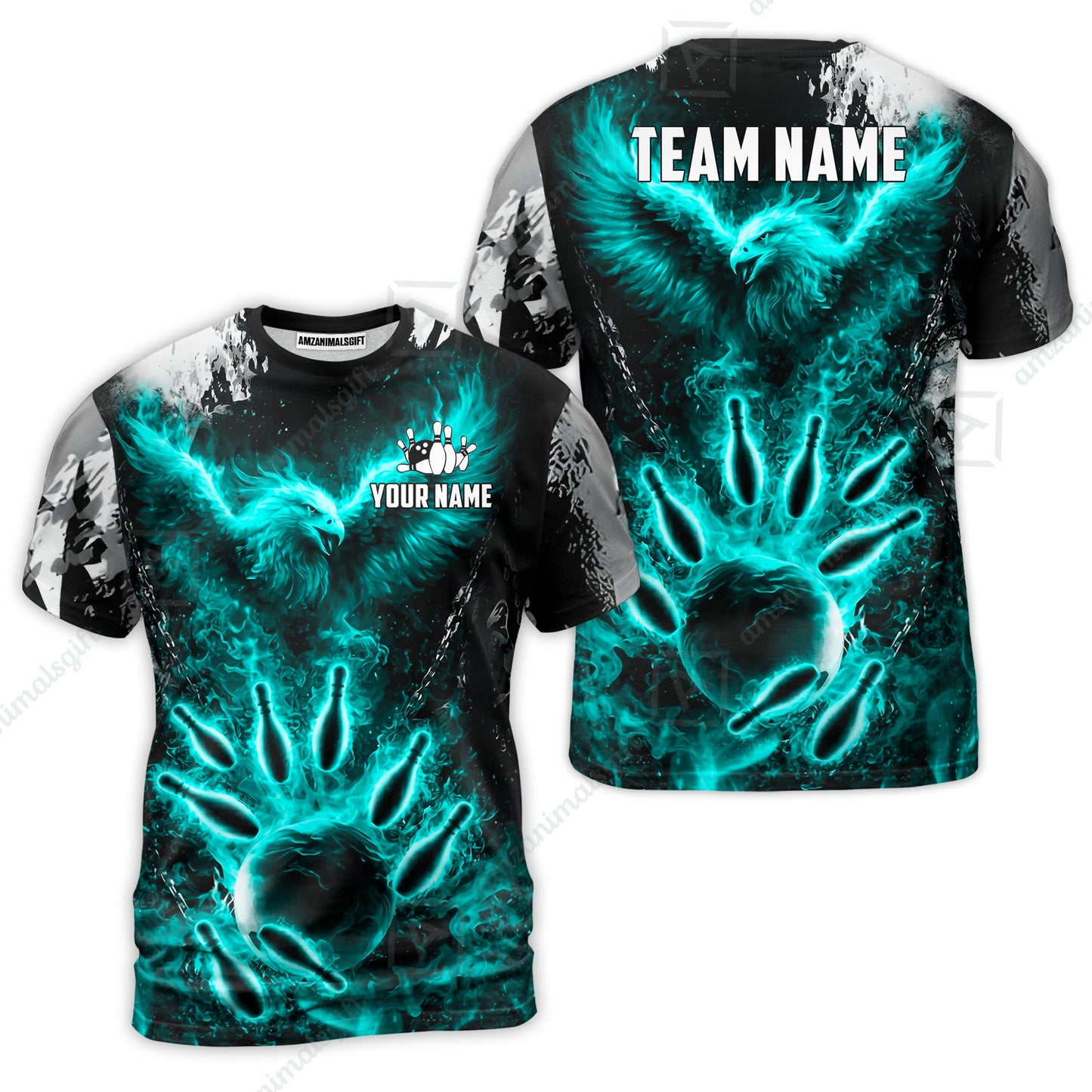 Custom Bowling Jersey Polo Shirt, Flaming Phoenix Bowling, Custom Bowling Jersey Team Shirt For Players With Name & Team Name