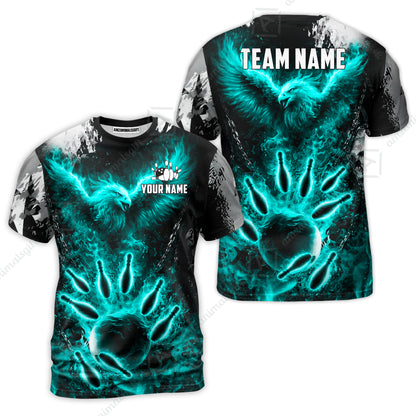 Custom Bowling Jersey Polo Shirt, Flaming Phoenix Bowling, Custom Bowling Jersey Team Shirt For Players With Name & Team Name