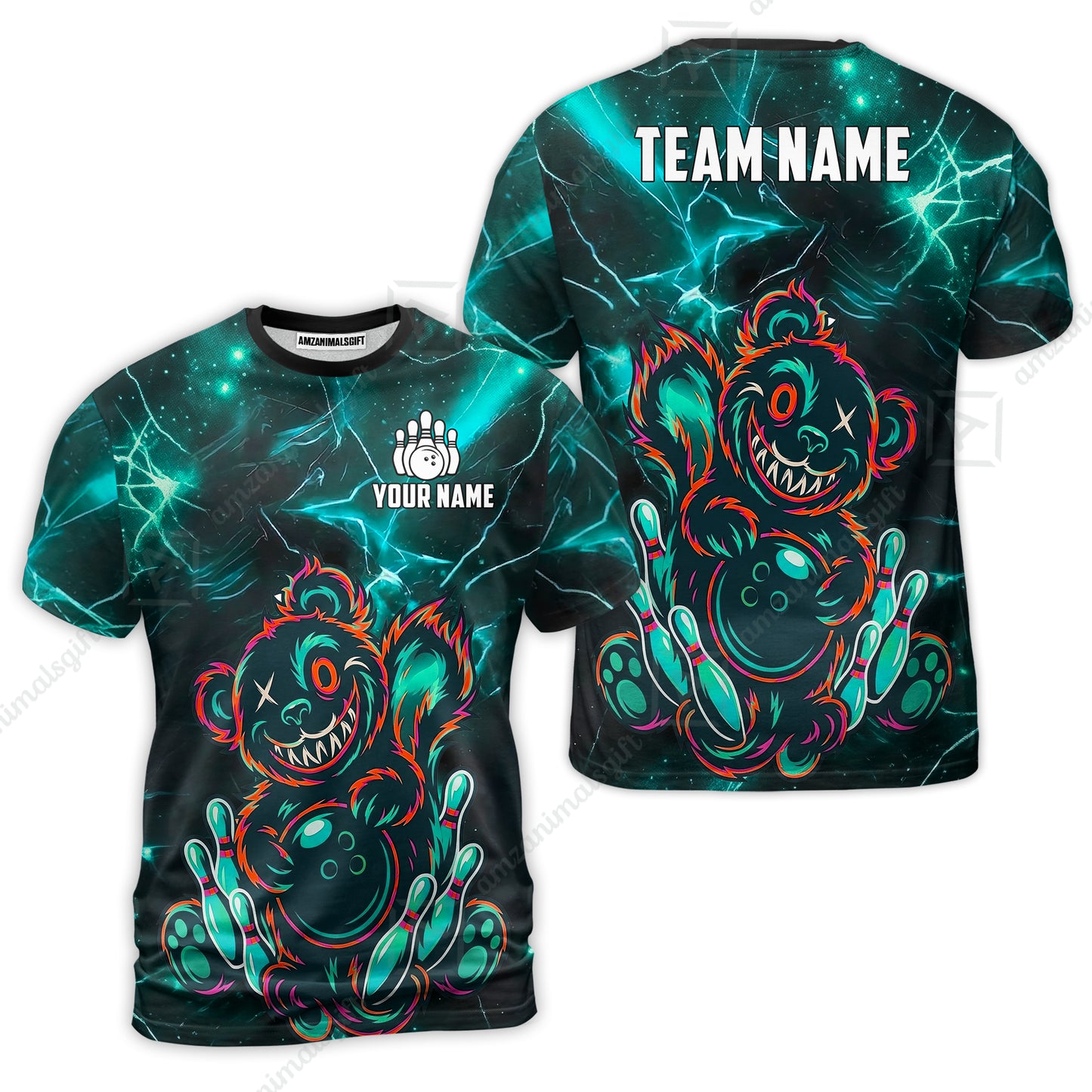 Custom Creepy Teddy Bowling Jersey Polo Shirt, Custom Creepy Teddy Bowling Jersey Team Shirt For Players With Name & Team Name