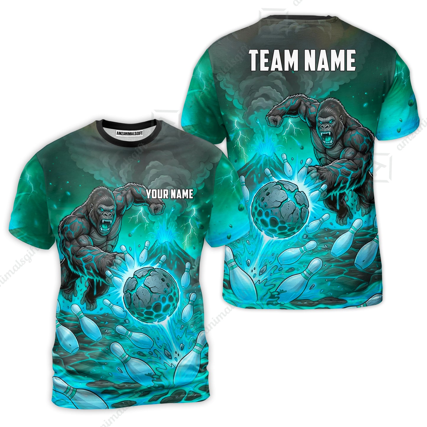 Custom Bowling Jersey Polo Shirt, Fierce Gorilla Strike Bowling, Custom Bowling Jersey Team Shirt For Players With Name & Team Name