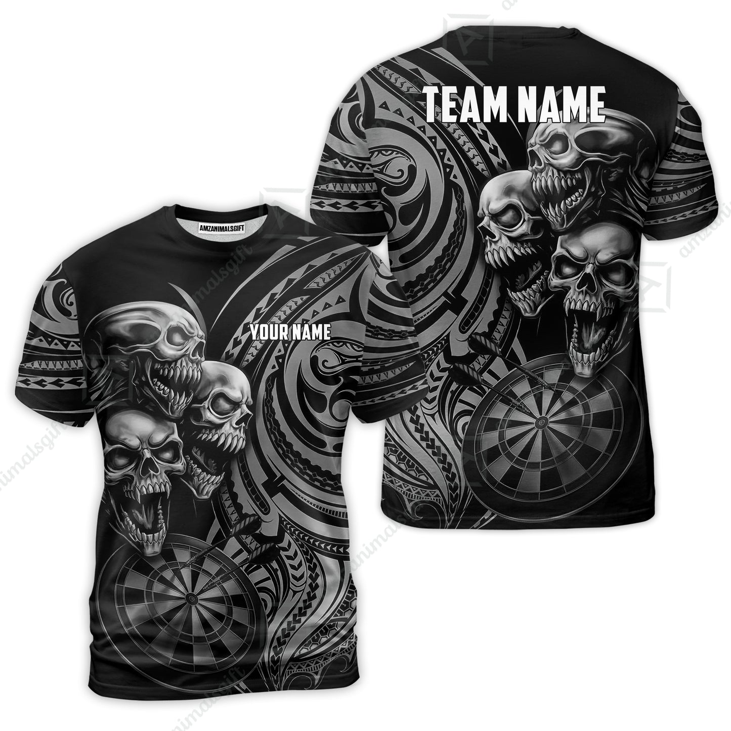 Custom Darts Team Jersey, Personalized Neon Skull Jersey Shirt For Players With Name & Team Name