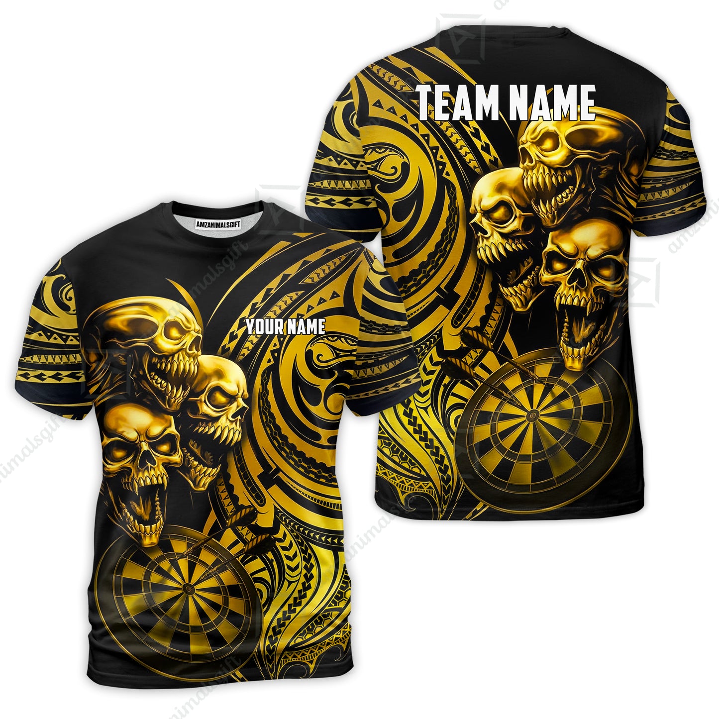 Custom Darts Team Jersey, Personalized Neon Skull Jersey Shirt For Players With Name & Team Name