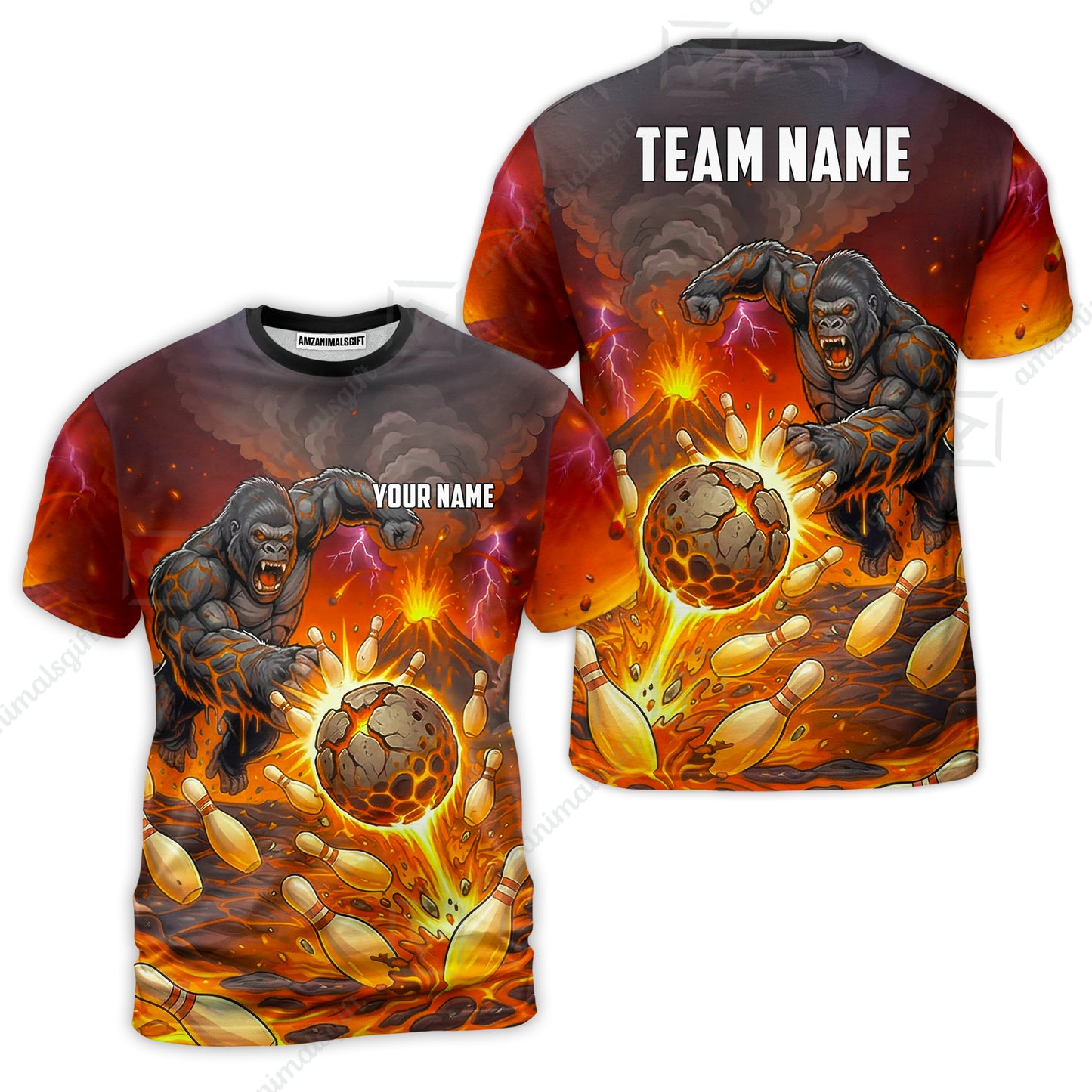 Custom Bowling Jersey Polo Shirt, Fierce Gorilla Strike Bowling, Custom Bowling Jersey Team Shirt For Players With Name & Team Name