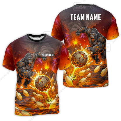 Custom Bowling Jersey Polo Shirt, Fierce Gorilla Strike Bowling, Custom Bowling Jersey Team Shirt For Players With Name & Team Name