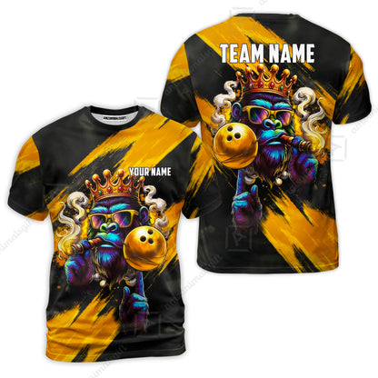 Custom Bowling Jersey Polo Shirt, Gorilla Boss King, Custom Bowling Jersey Team Shirt For Players With Name & Team Name