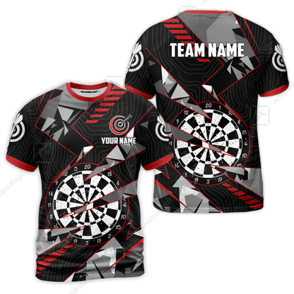 Custom Darts Team Jersey Unisex Polo Shirts, Custom Black Red Grunge Darts Team Jerseys Uniform, Personalized Name And Team Name