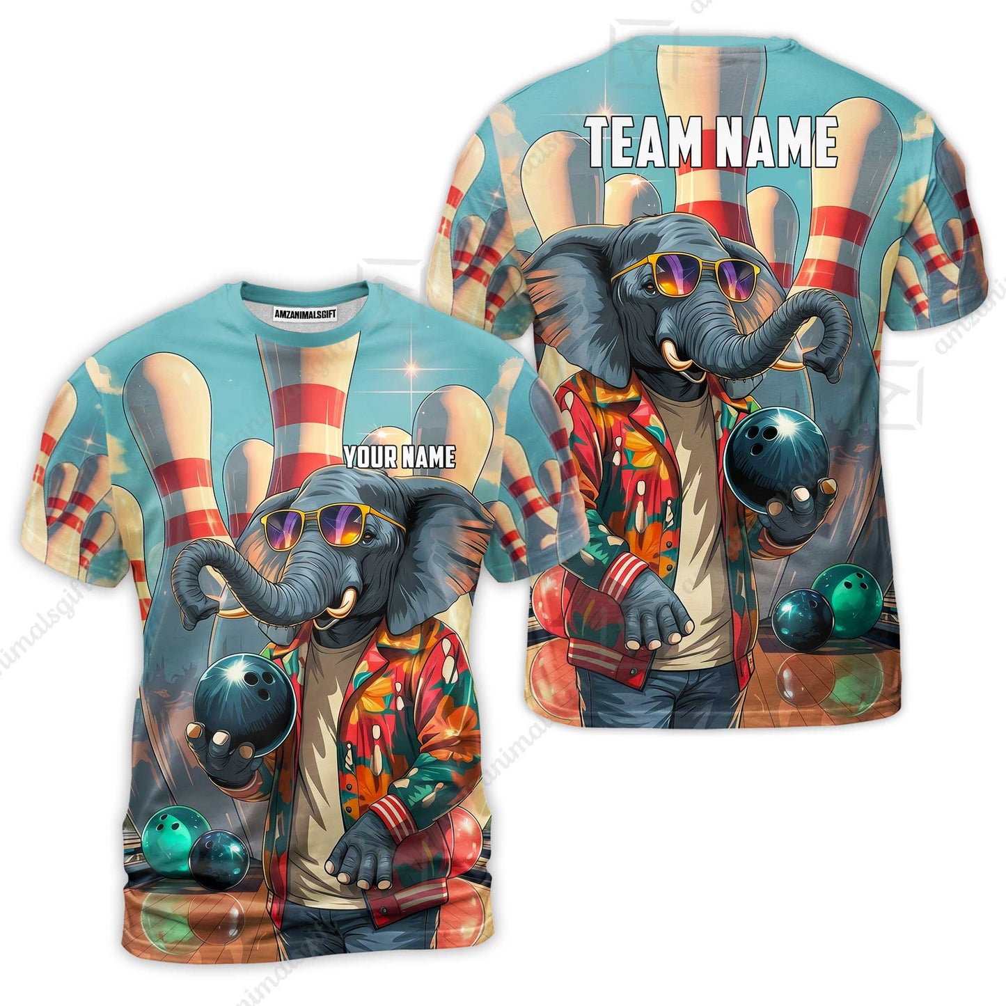 Custom Bowling Jersey Polo Shirt, Cool Elephant Bowling, Custom Bowling Jersey Team Shirt For Players With Name and Team Name