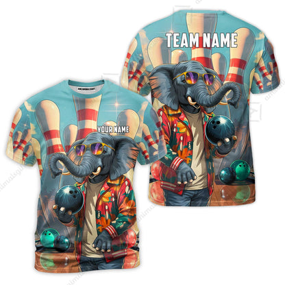 Custom Bowling Jersey Polo Shirt, Cool Elephant Bowling, Custom Bowling Jersey Team Shirt For Players With Name and Team Name