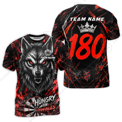 Custom Darts Jersey Polo Shirt, Wolf 180, Custom Dart Jersey Team Shirt For Players With Name & Team Name