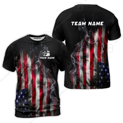 Custom Bowling Jersey Polo Shirt, Smoke USA Flag Bowling, Custom Bowling Jersey Team Shirt For Players With Name & Team Name