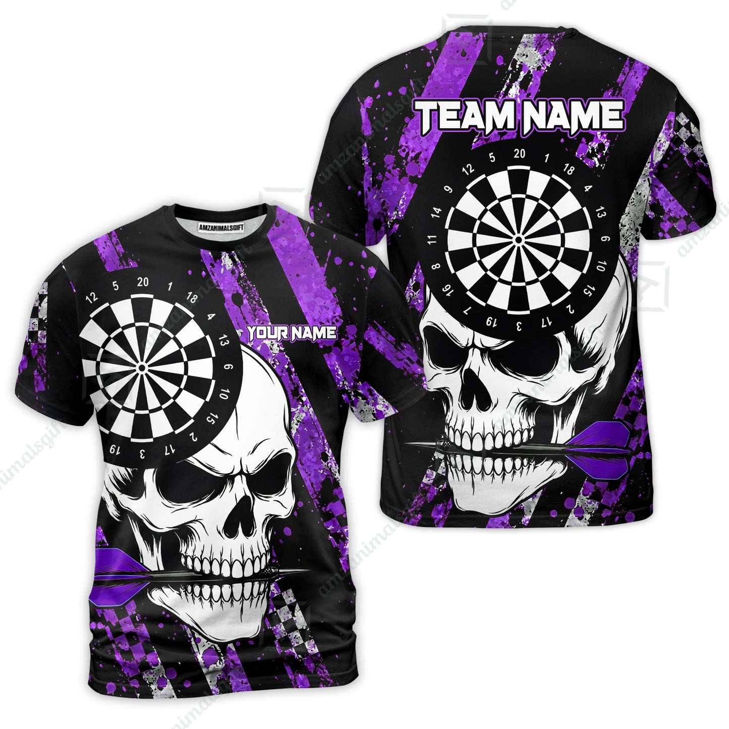 Custom Darts Jersey Polo Shirt, Skull Bites Dart, Custom Dart Jersey Team Shirt For Players With Name & Team Name