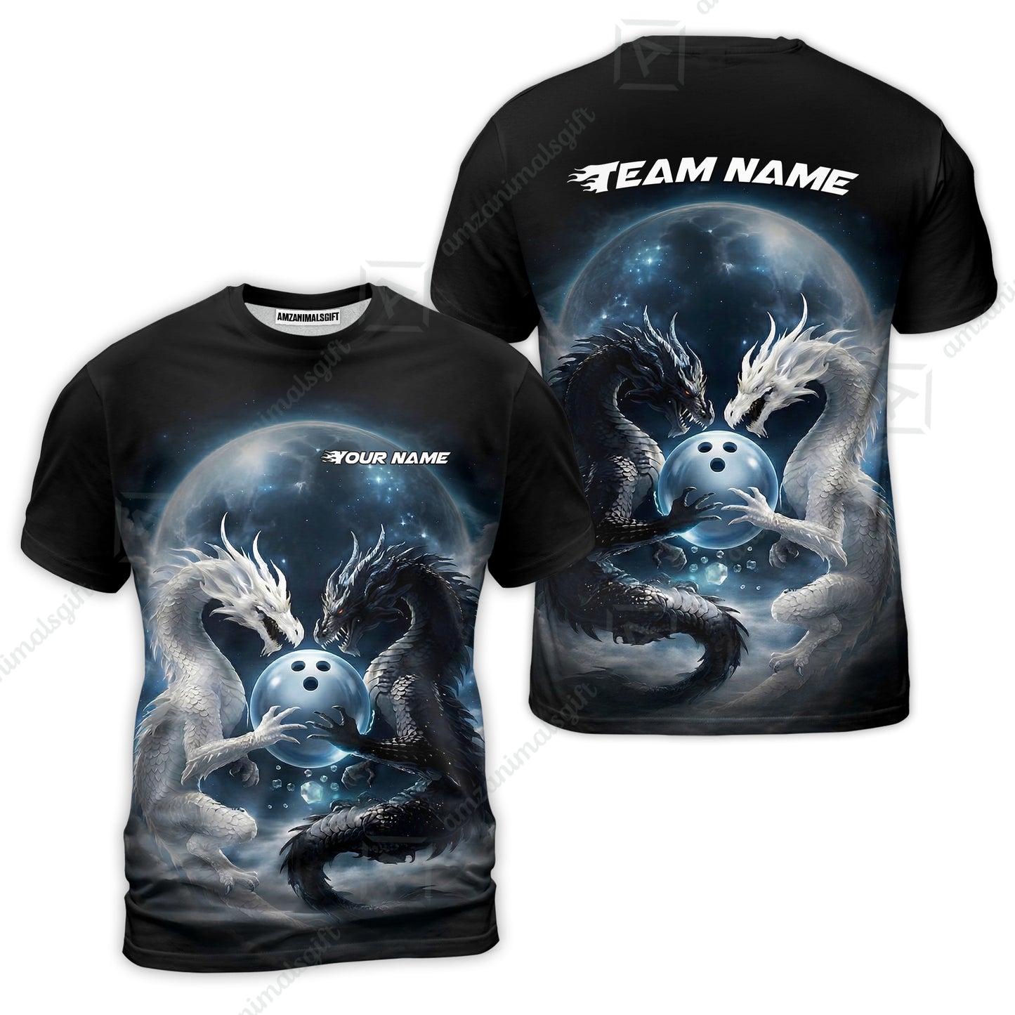 Custom Double Dragon Bowling Jersey Polo Shirt, Custom Double Dragon Bowling Jersey Team Shirt For Players With Name & Team Name