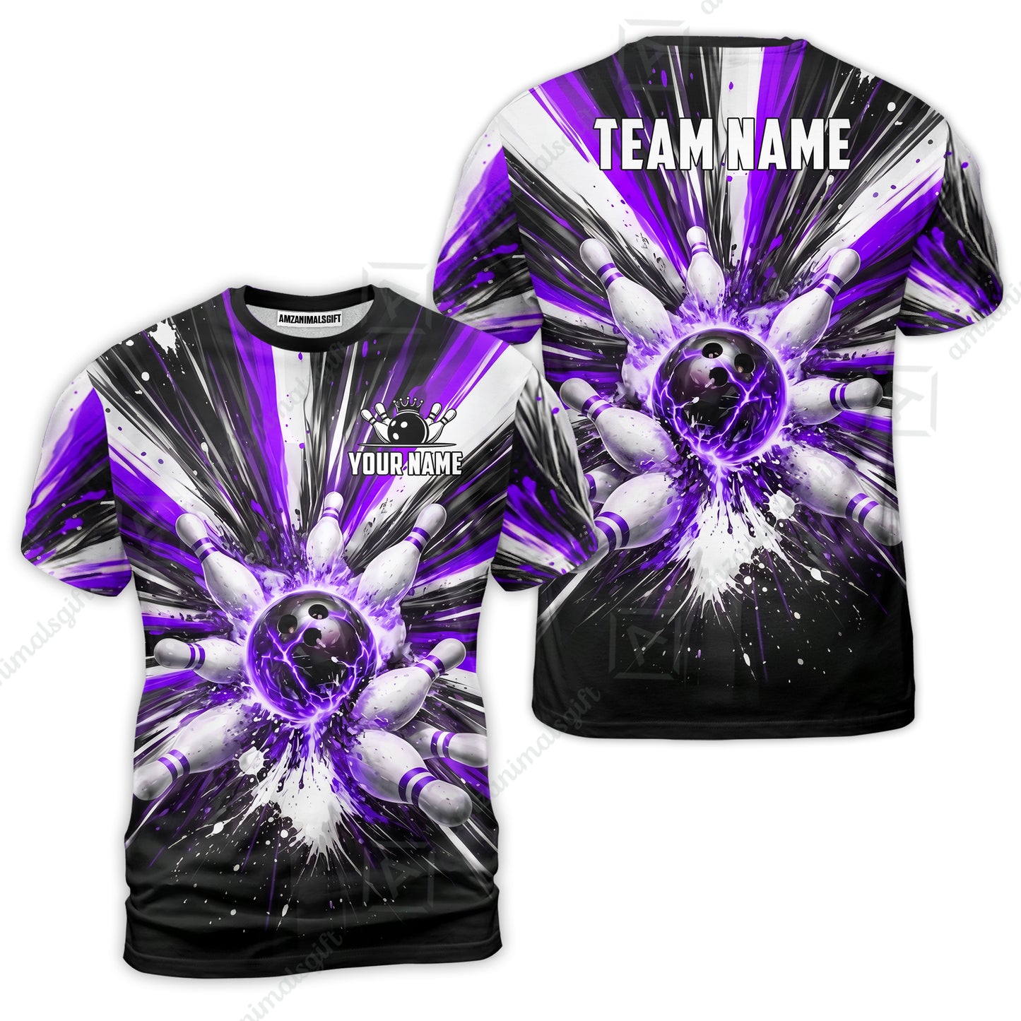 Custom Bowling Jersey Polo Shirt, Electric Burst Explosion, Custom Bowling Jersey Team Shirt For Players With Name and Team Name