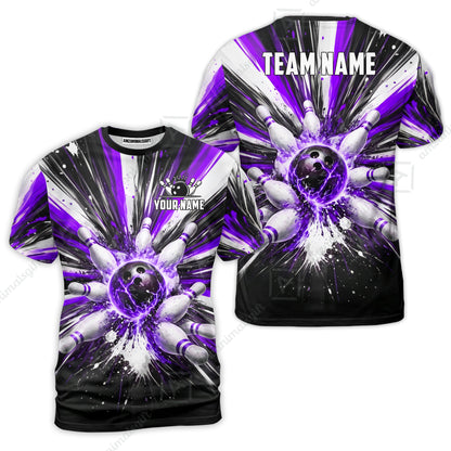Custom Bowling Jersey Polo Shirt, Electric Burst Explosion, Custom Bowling Jersey Team Shirt For Players With Name and Team Name