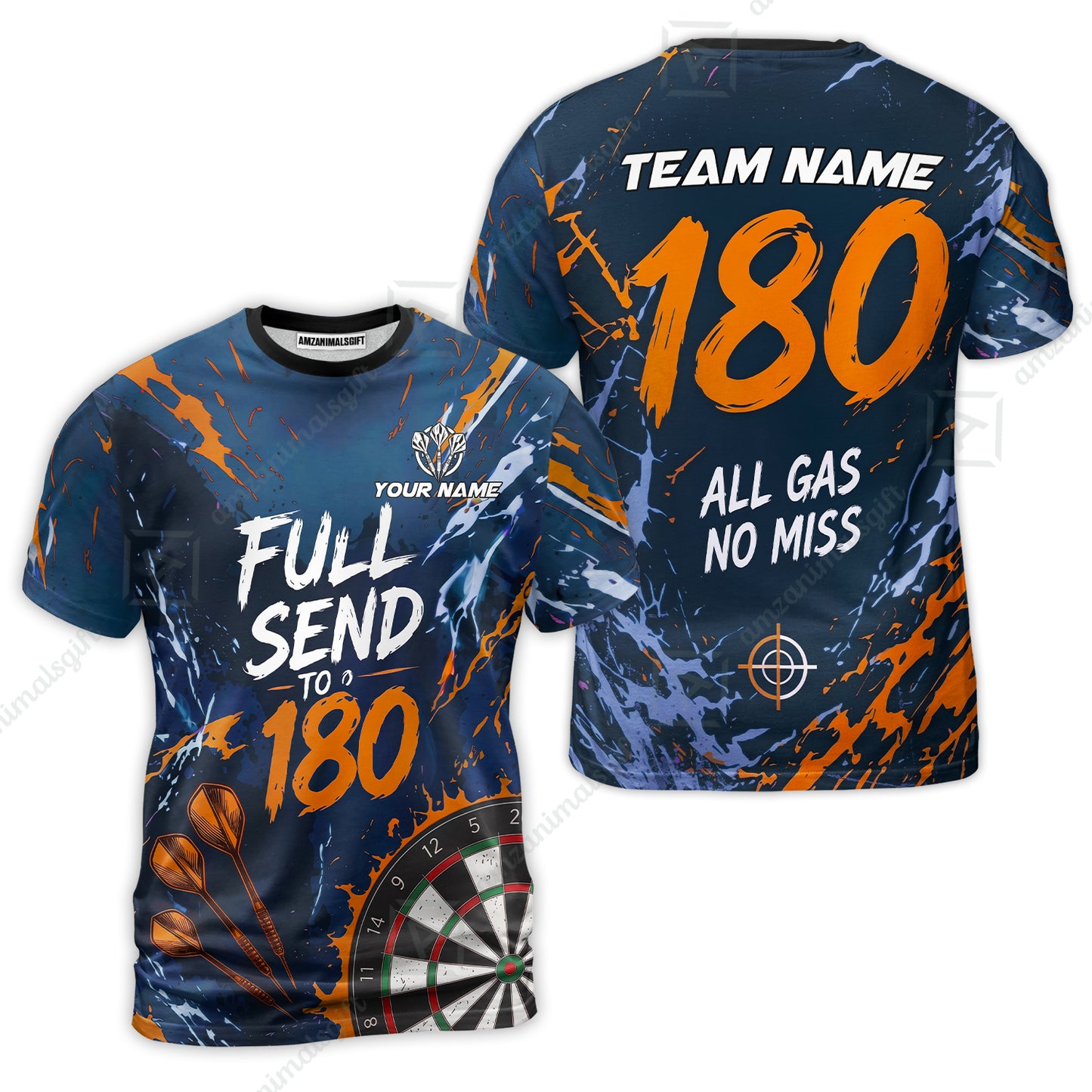 Customized Darts Team Jersey, Full Send To 180, All Gas No Miss, Personalized Polo Shirt For Players With Name & Team Name