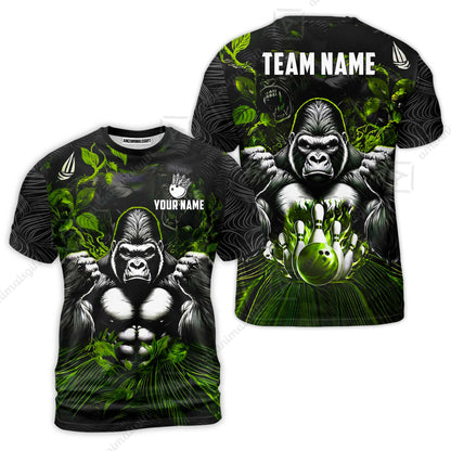 Custom Bowling Jersey Polo Shirt, Furious Gorilla Mascot, Custom Bowling Jersey Team Shirt For Players With Name & Team Name