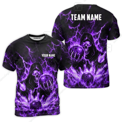 Custom Bowling Jersey Polo Shirt, Lightning Grim Reaper, Custom Bowling Jersey Team Shirt For Players With Name & Team Name