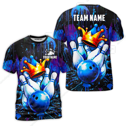 Custom Bowling Jersey Polo Shirt, Neon King Crown, Custom Bowling Jersey Team Shirt For Players With Name and Team Name