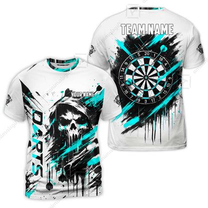 Custom Darts Jersey Polo Shirt, Grim Reaper Sketch Splatter, Custom Dart Jersey Team Shirt For Players With Name & Team Name