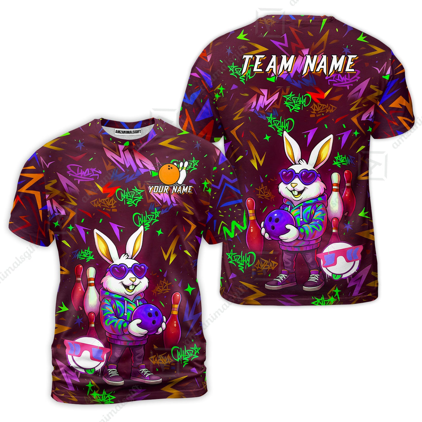 Custom Hip Hop Rabbit Bowling Jersey Polo Shirt, Custom Hip Hop Rabbit Bowling Jersey Team Shirt For Players With Name & Team Name
