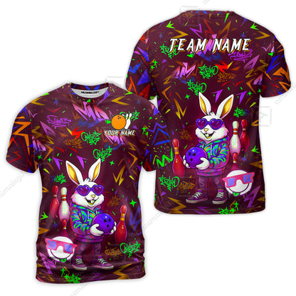 Custom Hip Hop Rabbit Bowling Jersey Polo Shirt, Custom Hip Hop Rabbit Bowling Jersey Team Shirt For Players With Name & Team Name